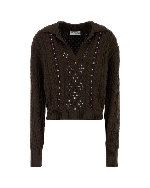 Des Phemmes Black Chocolate Nylon Blend Sweater