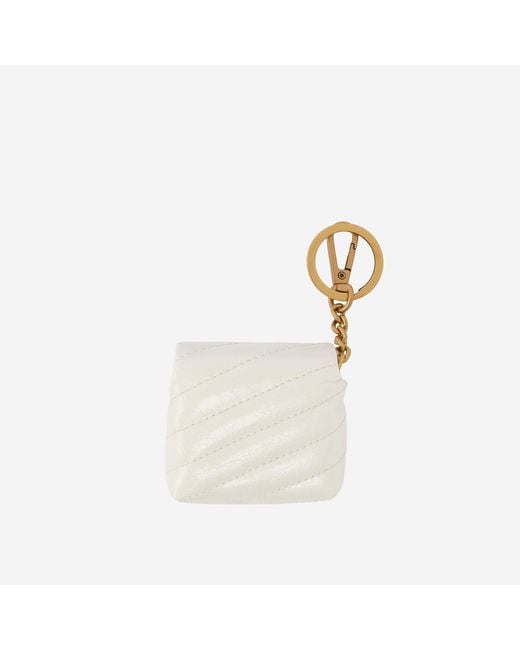 Pinko Metallic Glossy Leather Airpods Love Bag Puff Case