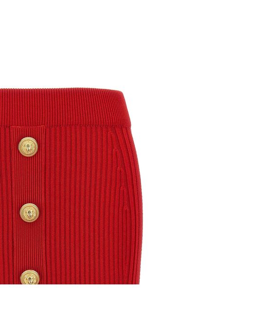 Knee Longueur Mini jupe Balmain en coloris Red