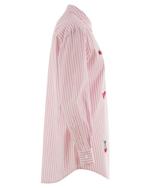 Mc2 Saint Barth Pink Brigitte -Hemd mit gestreiftem Muster