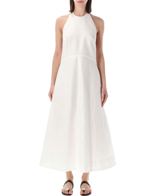 Rohe White Sculptural Satin Mini Cape Dress