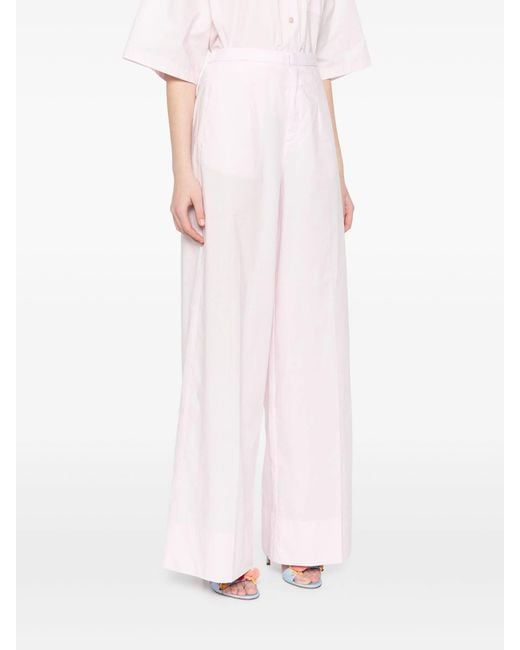 Forte_forte Pink Bci Cotton Popline Essential Flared Pants Clothing