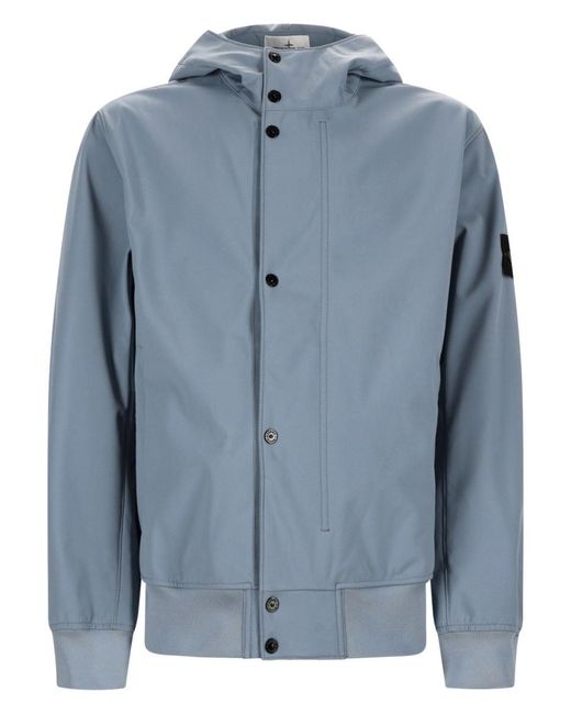Stone Island Blue Parka Con Cappuccio for men