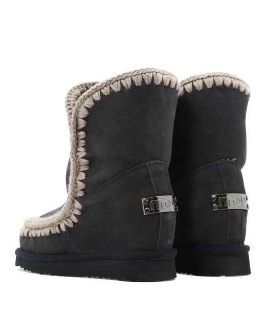 Mou Black Eskimo Inner Wedge Ankle Boots