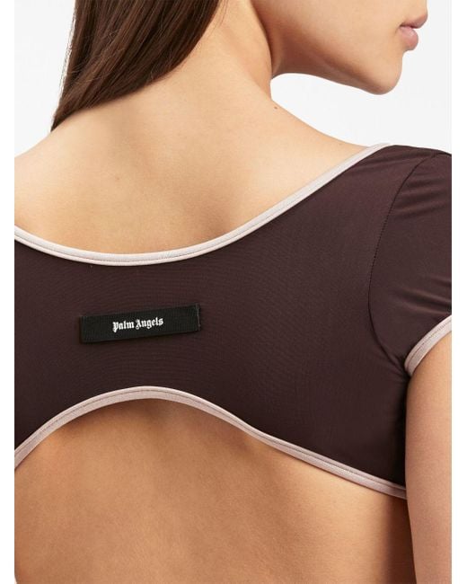 Palm Angels Brown Cap Sleeves Bikini Top