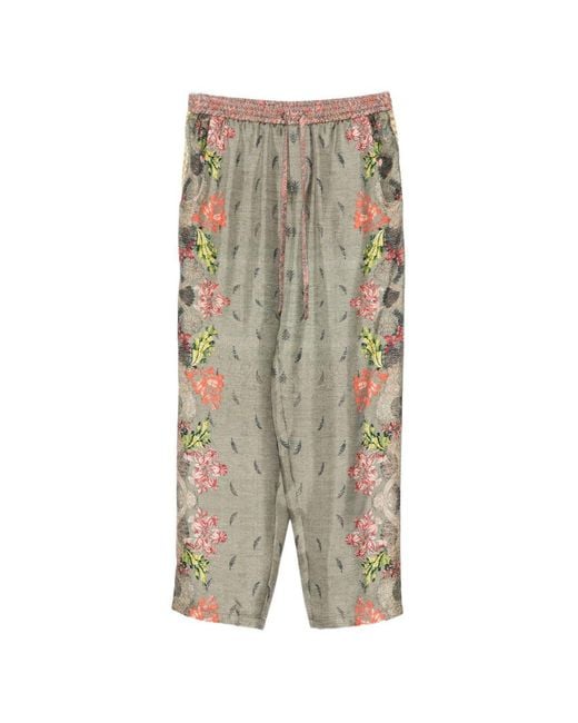Pierre Louis Mascia Gray Printed Silk Trousers