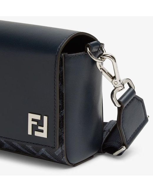 Fendi Blue Ff quadratische Ledertasche