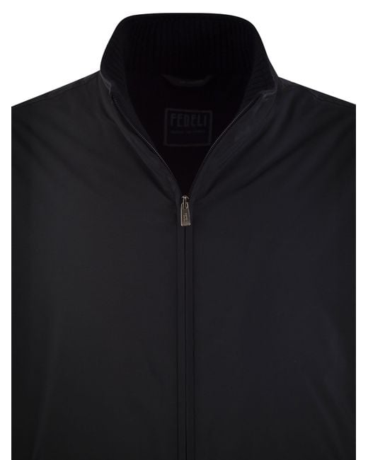 Fedeli Black Bomber Jacket for men