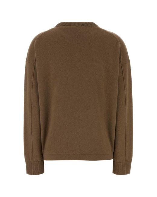 Max Mara Brown Solid Crew Neck Sweater