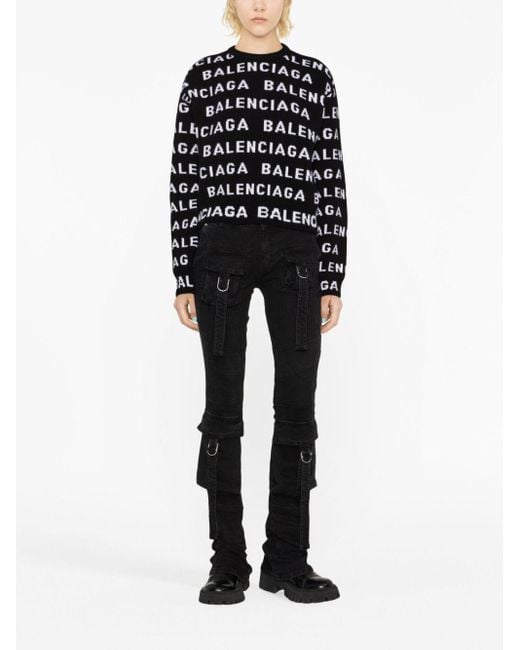Balenciaga Black Pullover Mit All-Over-Logo