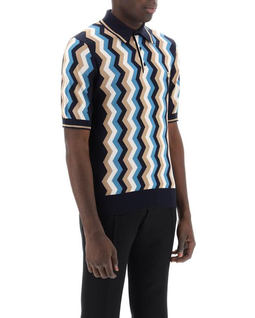 Polo en soie avec zigzag dans Dolce & Gabbana pour homme en coloris Blue