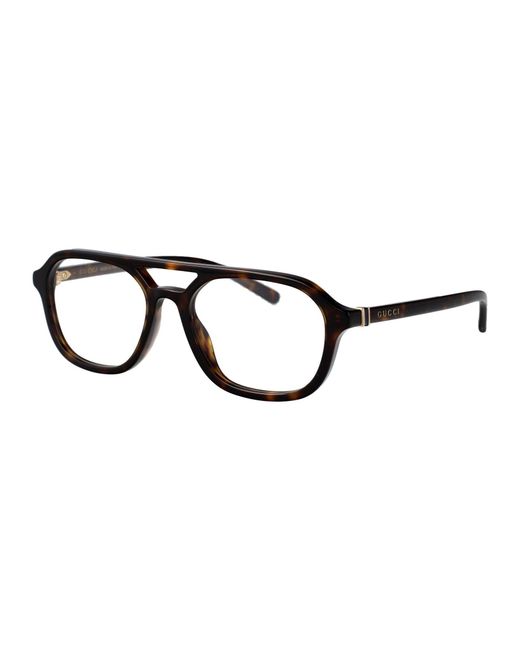 Gucci Brown Aviator Optical Gg1673 O 002 for men