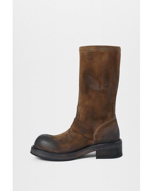 Ann Demeulemeester Brown Sarith Engineer Biker Boots With Buckles (2601 W A40 Lt194 D0028)
