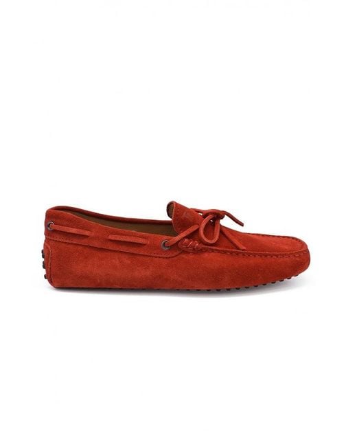 Tod's Red Suede Loafers