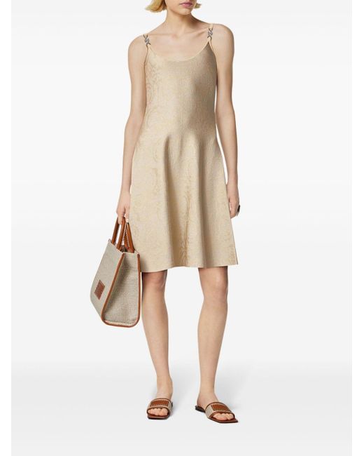 Versace Barocco Textuur Korte Jurk in het Natural