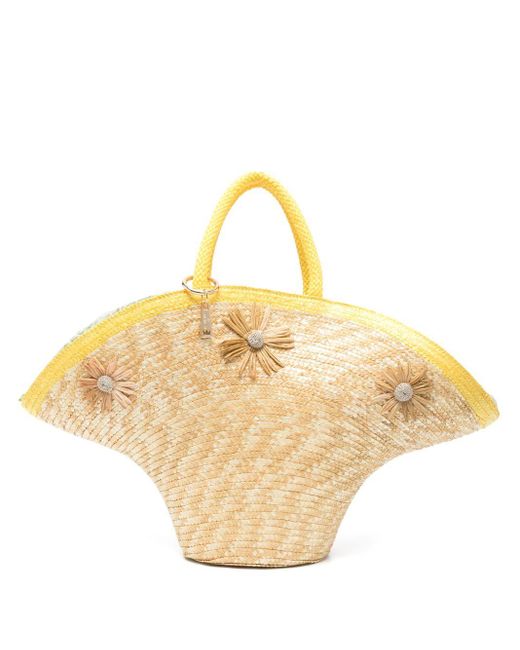 La Milanesa Metallic Calore Straw Tote Bag