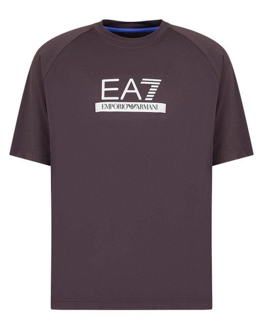 EA7 Purple Logo-Print T-Shirt for men