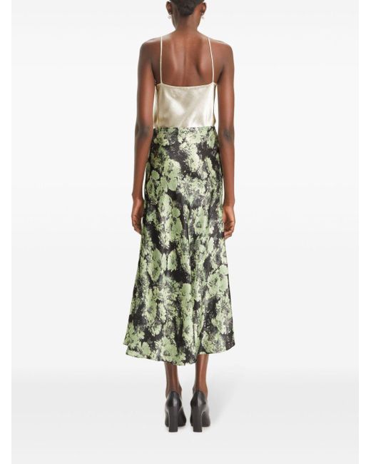Tory Burch Green Flowing Midi Skirt