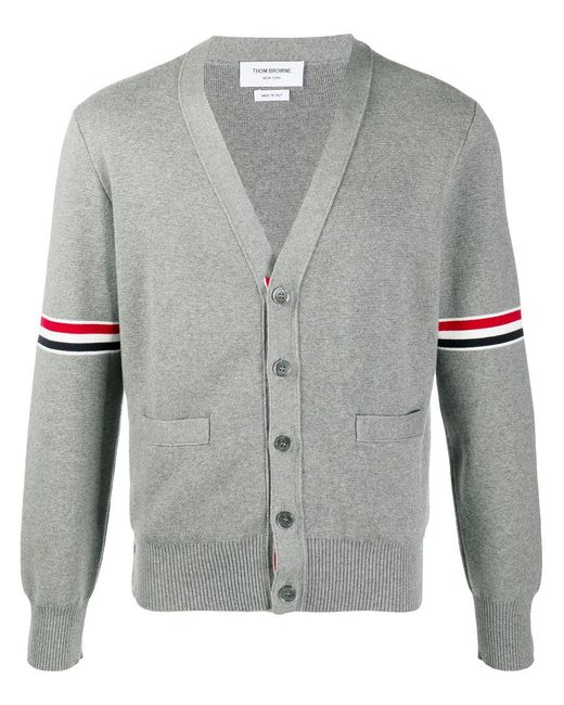 Thom Browne Gray Milano Stitch Stripe Armband Cardigan for men