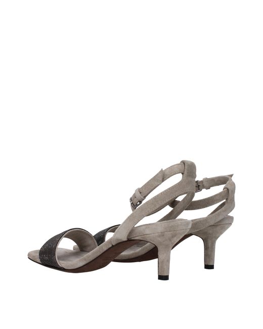 Brunello Cucinelli Metallic Sandals Suede