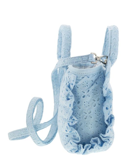 Mc2 Saint Barth Blue Vanity Mini Volant Sangallo Lace Handbag
