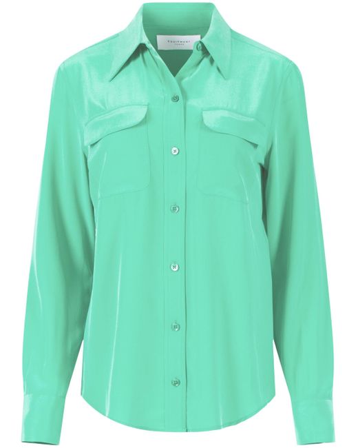 Equipment Apparatuur Smaragdgroene Zijden Klassiek Shirt in het Green