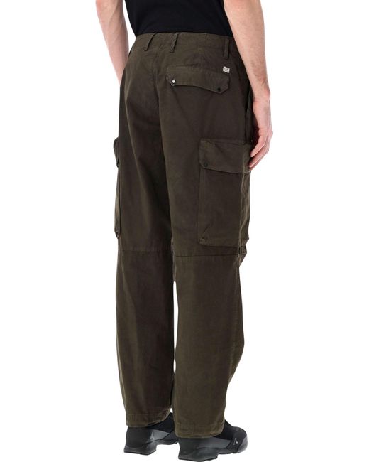 C P Company Black C.P. Company Microreps Fabric Cargo Pants for men