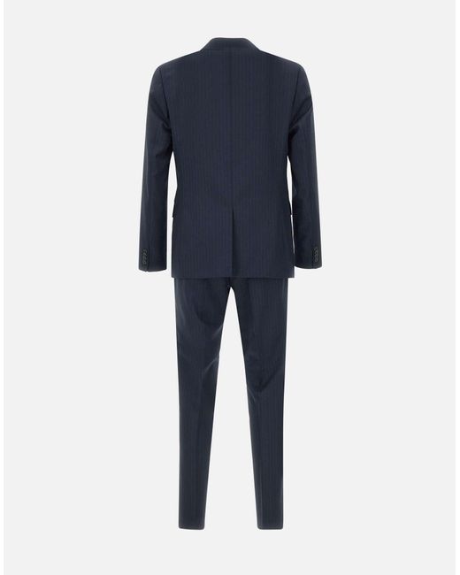Blue Wool Pinstripe Suit Boss pour homme