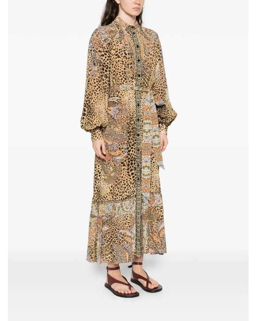Etro Natural Midi Dress With Paisley Animal Print