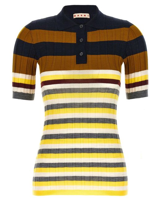 Marni Yellow Ribbed Wool Polo Shirt