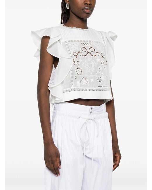 Self-Portrait White Lace Frill Top