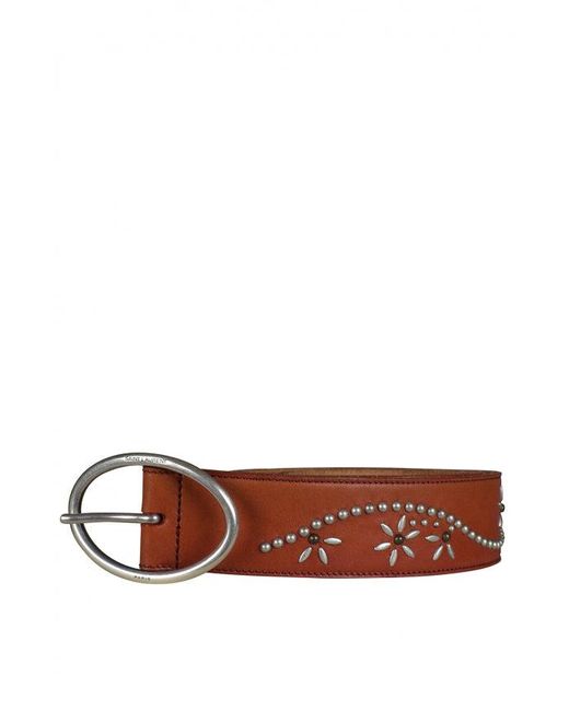 Cintura Con Borchie di Saint Laurent in Brown