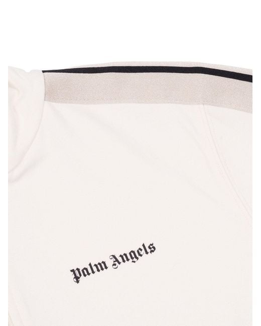 Palm Angels Natural Track Cropped Zip Hoodie Girl