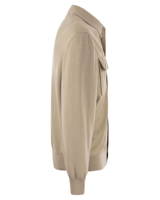 Suede Shirt Style Cardigan avec poches Brunello Cucinelli pour homme en coloris Natural