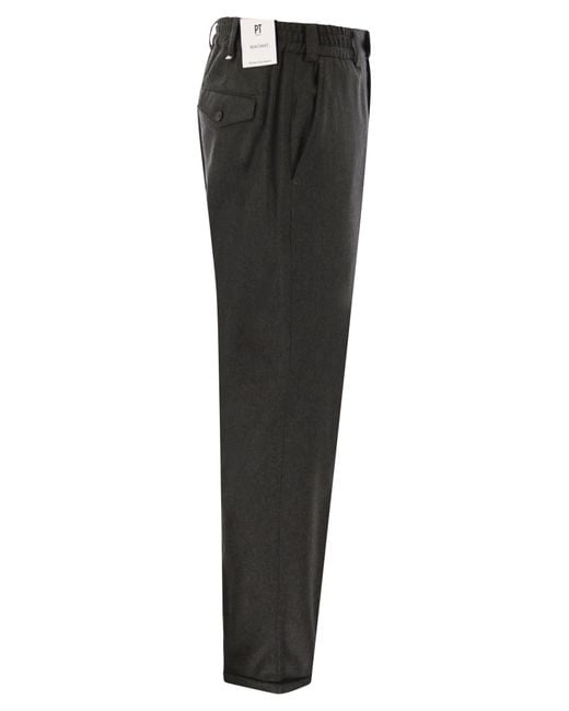 PT Torino Gray The Rebel Wool And Cashmere Trousers for men