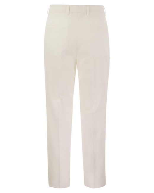 Leisure Fit Pantalones de lino con dardos Brunello Cucinelli de color White