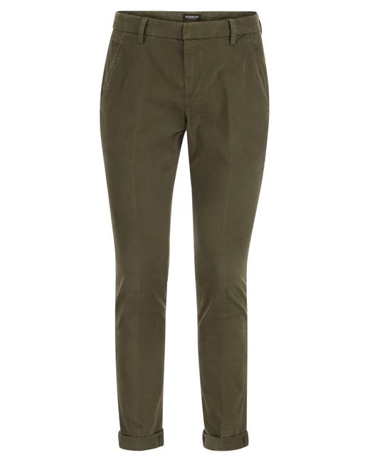 Dondup Gauuwbert Slim Fit Gabardine -broek in het Green