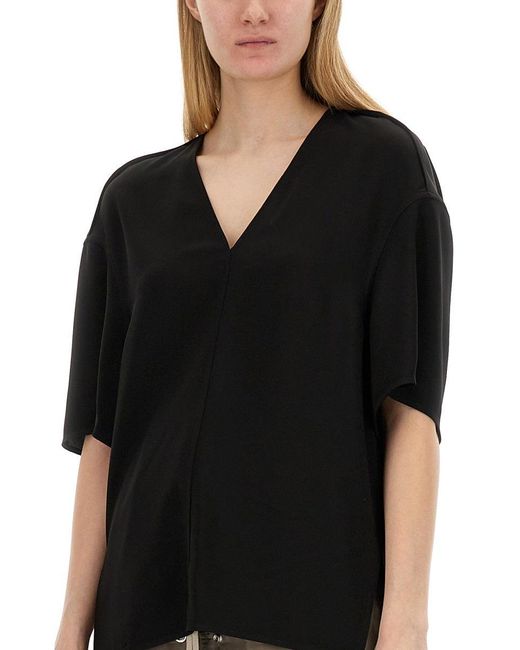 Rick Owens Black V-Neck T-Shirt