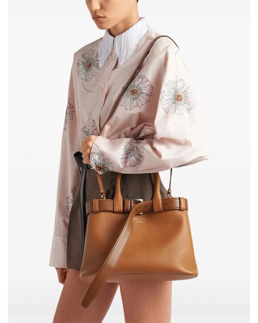 Prada Brown Medium Belted Leather Handbag