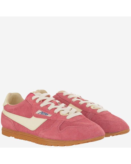 Autry Pink Windspin Leder -Turnschuhe