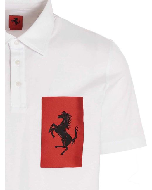 Ferrari White Polo 'label Pocket' for men