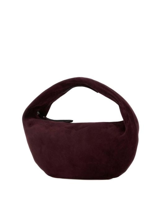 Khaite Purple Aubergine Suede Oliva Shoulder Bag