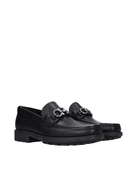 Ferragamo Black David Loafers Leather
