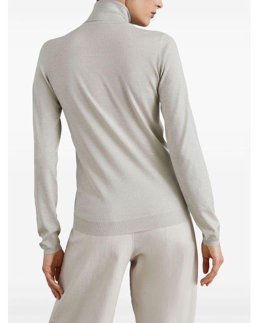 Brunello Cucinelli Gray Cashmere Turtle-Neck Sweater