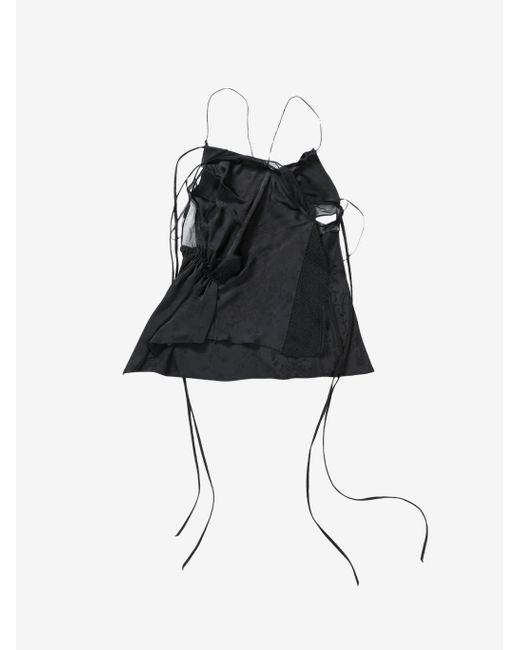 Ann Demeulemeester Black Vepa Deconstructed Asymmetric Slip Top