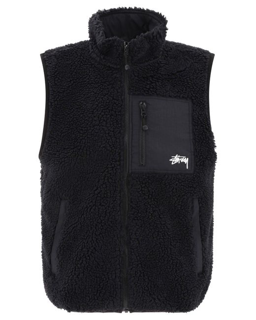 Stussy "sherpa" Omkeerbaar Vest in het Black voor heren