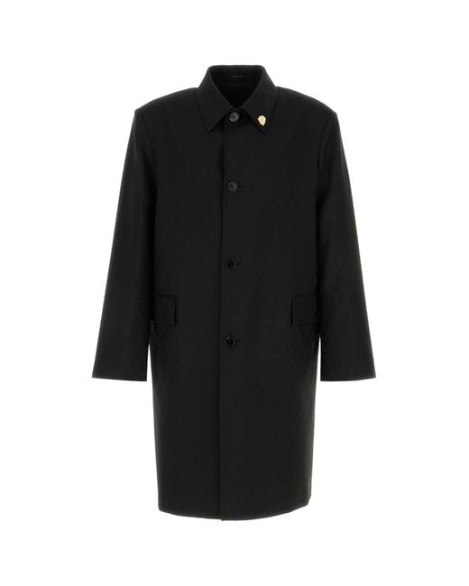 Gucci Black Solid Wool Coat for men