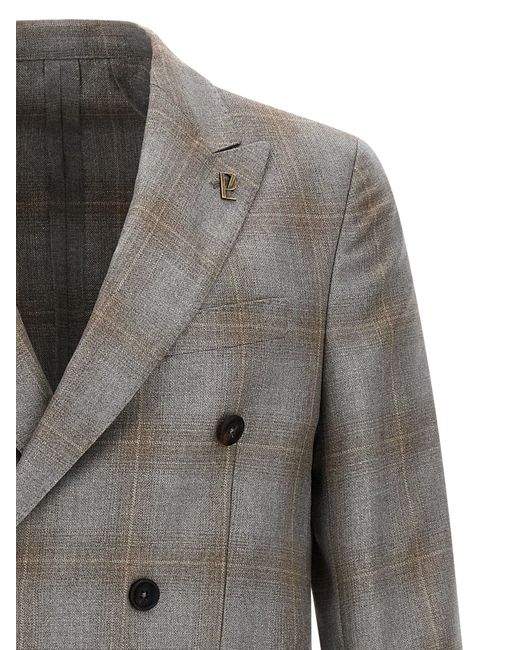 Pal Zileri Gray Double-Breasted Blazer for men