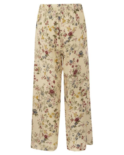 Weekend by Maxmara Natural Gradara Printed Silk Crop Trousers