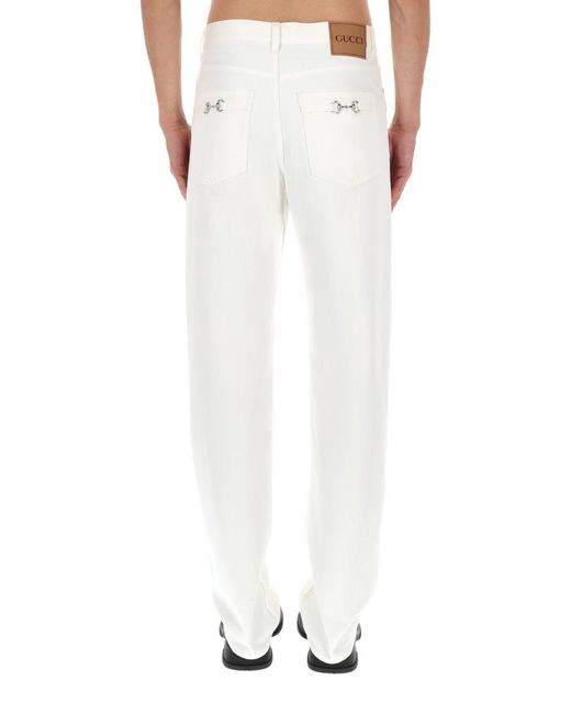 Gucci White Cotton Denim Jeans